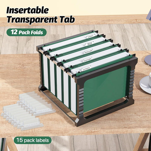 Plastic Hanging File Folders, 12 Pack, Letter Size, Reinforced Hang Folders, Designed for Home and Office, Green