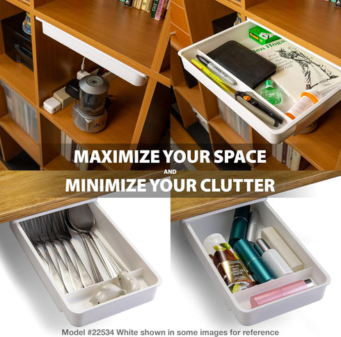Officemate Medium Self-Adhesive Under Desk Drawer, Black, 6" x 10.75" x 1.875" (22532)