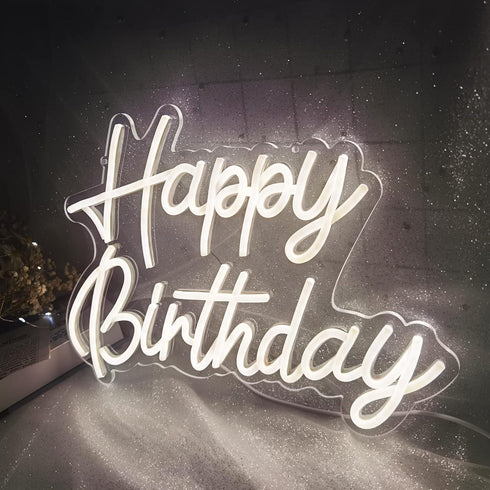 Fespcj 5v,16.5"*11" Happy Birthday Neon Sign Reusable Warm White LED Neon Night Light Birthday Party Decorations USB