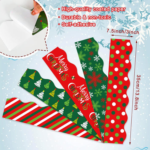 Whaline 69Ft Christmas Classroom Borders, Red Green Xmas Trim Stickers for School Office Christmas Decor