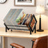 Expandable Desktop Bookshelf Organizer, Metal Office Tabletop Book Storage Rack, Large Tilting Bookcase