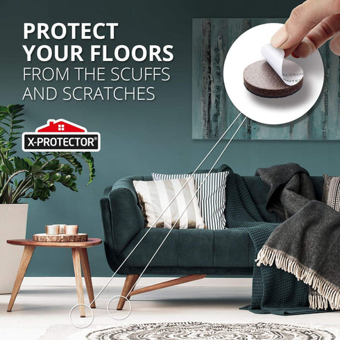 X-Protector Non Slip Furniture Pads - 8 PCS 1 1/2” Premium Self-Adhesive Rubber Feet for Furniture