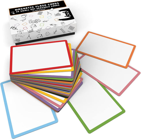 Dry Erase Magnetic Labels, 40-Pack Small Dry Erase Magnets with Color Borders for Office, Education, Home