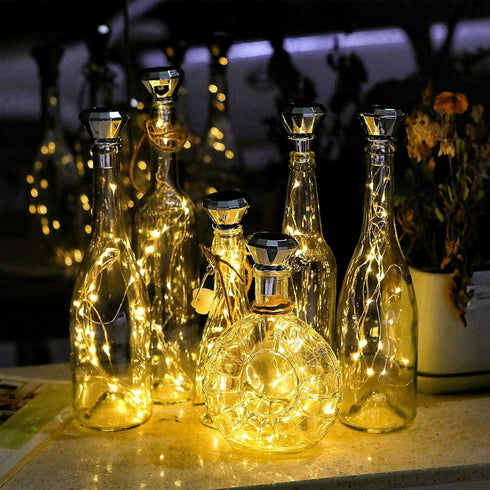 8 Pack 20 ostritec Upgraded Solar Diamond Shaped Wine Bottle Lights, LED Fairy Lights with Solar Cork Lights Outdoor