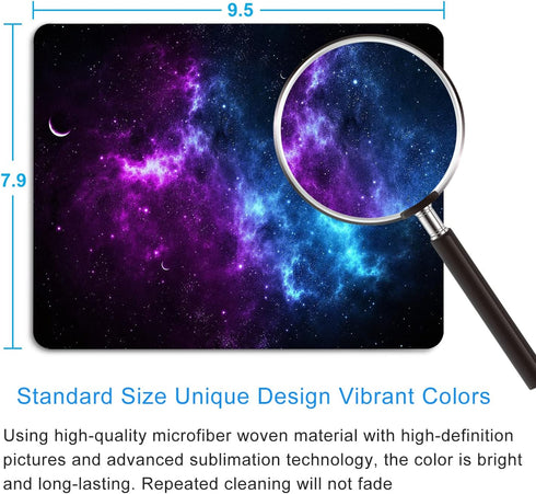 Galaxy Non-Slip Rubber Mouse Pad, Personalized Office Decoration Accessories, 9.5 x 7.9 inch for Laptop Computer