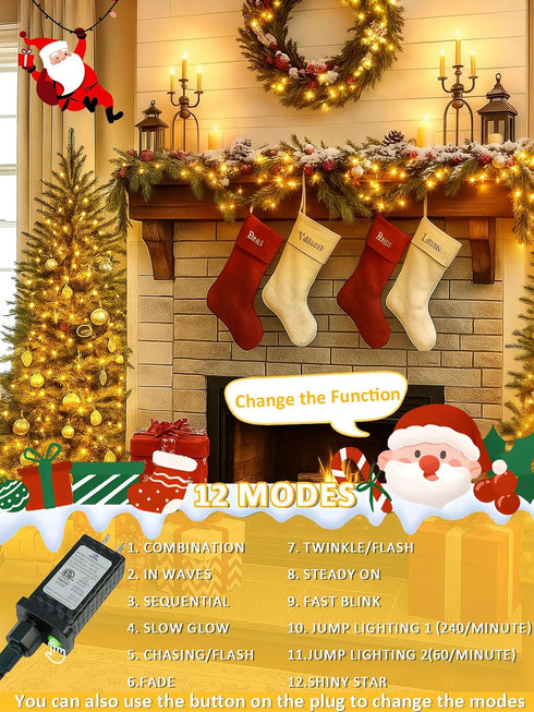274ft 800 7 Commands, 12 Voice Controlled Smart Christmas Lights Outdoor, LED Twinkle String Lights with Voice Modes