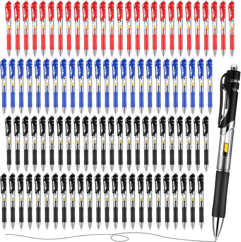 Spakon 200 Pieces Retractable Ballpoint Pen Bulk, Medium Point 0.5mm Refillable Ink Pens, Office (Blue, Red, Black)