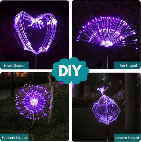 JJGoo Solar Garden Lights - 2 Pack 180 LEDs Solar Firework Lights for Outdoor Waterproof