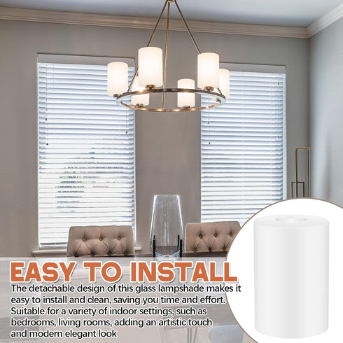 3 1-5/8 Inch E26 4"w 6"h, Teenyyou Pcs White Frosted Glass Shade Replacements for Pendant Light Fixtures Glass Lamp