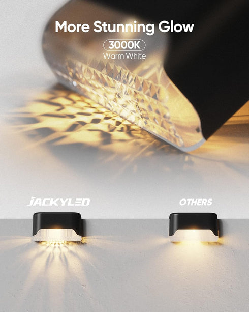 16 Pack IP65 JACKYLED Solar Deck Lights Solar Fence Light Solar Powered Outdoor Step Light Waterproof LED Pathway Light