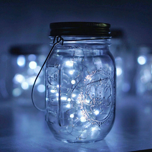 12 Pack 30 Solar Mason Jar Lights, LED Waterproof Lid Light with Hangers (No Jar), Fairy Firefly Outdoor String Lights