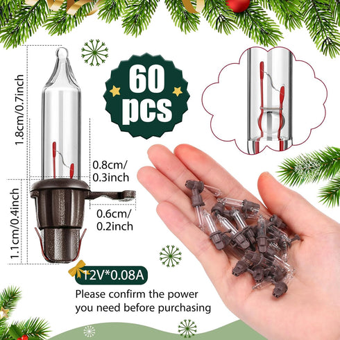 60 Count Bulbs Bulbs White,12Vx0.08A) Mudder Christmas Replacement Mini Light with Base Christmas Tree Incandescent