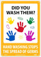National Marker Hand Washing Stops The Spread of Germs Sign, 14 X 10 Rigid Plastic, Multi-Color