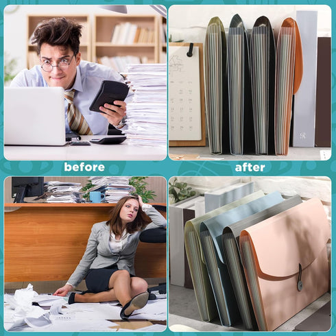 Harloon 4 Pieces Expanding File Organizer, 7 Pocket Cover Folder with Labels for Travel School