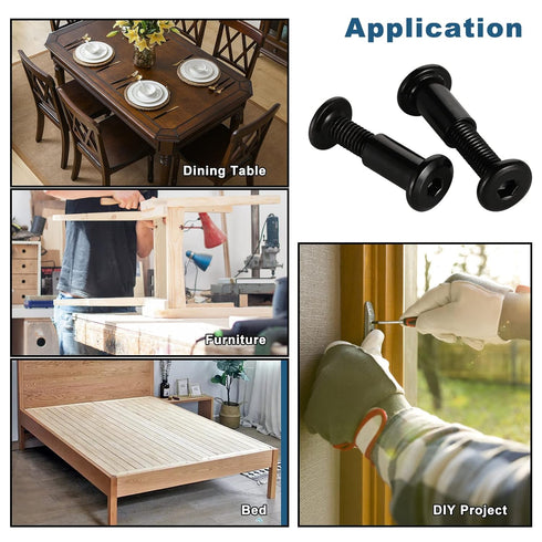 MewuDecor M6 70mm 5 Sets x Socket Cap Furniture Bolts with Barrel Nuts for Furniture Cots Beds Crib and Chairs, Carbon