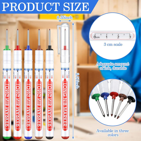 60 Ireer Pcs Multi Purpose Deep Hole Marker Pens Long Nosed Marker Deep Drill Hole Long Nib Scriber Waterproof