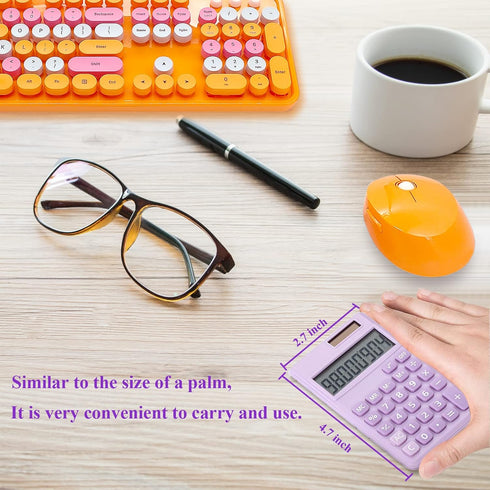 Basic Calculator, Cute Pocket Size Mini Desktop Calculators for School, Office, Home (Purple)