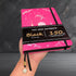 BUKE Dotted Journal - A5 Size PU Leather Hardcover Sketch Notebook, 160 Pages, 150gsm Black Paper, 5*5mm Dot Grid (Rose