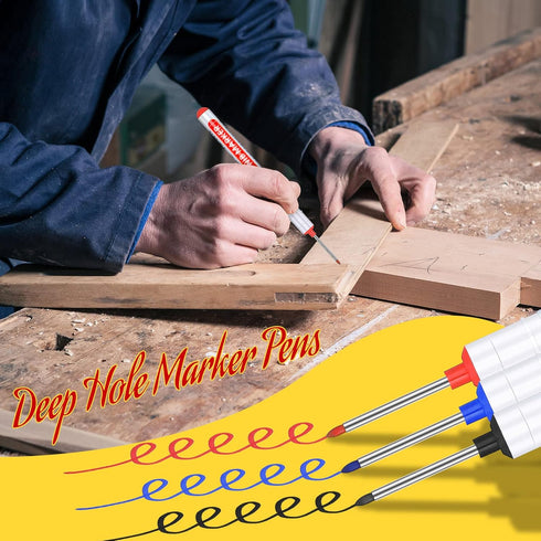 Marspark 24 Pcs Long Head Markers - Long Nib Deep Hole Marker Pen, Multi-purpose Drill Hole Scriber, Waterproof