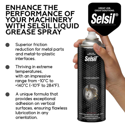 17 oz Pack 1 Selsil Liquid Grease Spray - fl - Spray Lubricant for Metal Parts & Metal-to-Plastic Contact - Suitable