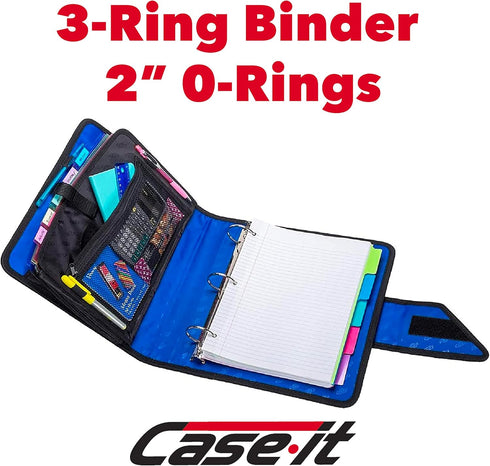 Case-it The Open Tab Velcro Opening Binder - 2 Inch O-Rings - 5 Color Tab Expanding File Folder - Multiple Pockets - 400 Sheet Capacity - Blue S-826-A by Case it