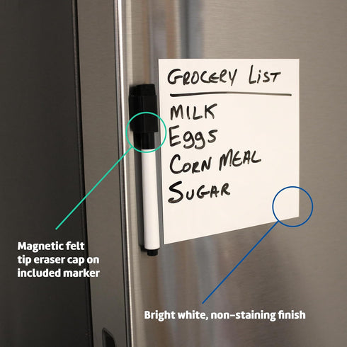 Flipside Products 3" x 3" Dry Erase Notes with Black Marker and Eraser Cap, Reusable Sticky Notes, 24 Pack