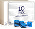 Scribbledo 10 Pack Dry Erase Music Staff Lap White Boards, 9"X12", Double Sided, Includes 10 Erasers