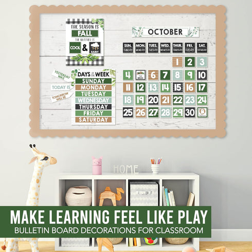 Hadley Designs Farmhouse Classroom Calendar Set, Bulletin Board Sets for Teachers, School Calendar Decor
