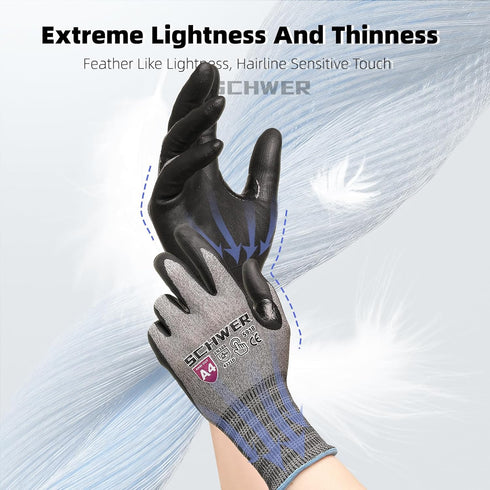 Schwer AIR-SKIN Cut Resistant Gloves AR5918, Lightweight Level 5 Wire Metal Gloves for Refined Work