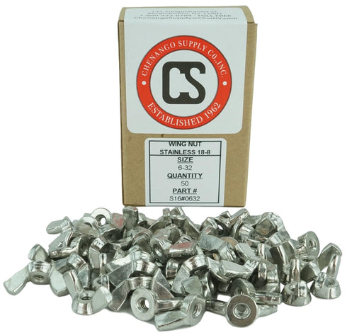 Stainless 6-32 Wing Nut - Stainless Steel 18-8, Machine Thread (50, 6-32 Wing Nut)