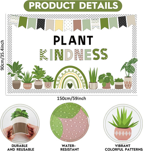 ZOiiWA 98 Pcs Summer Greenery Bulletin Board Decorations, Plant Kindness Set for School Home Office Wall Decor