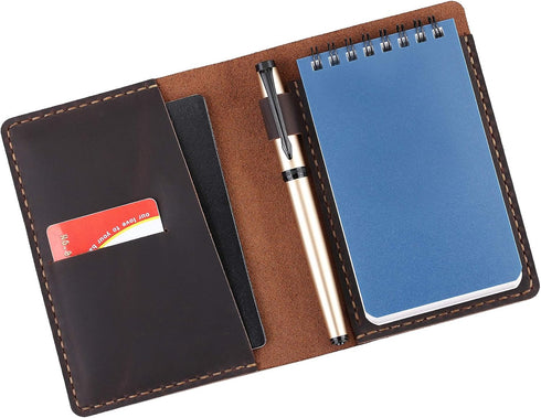 COFFEE Leather Cover for Rite in the Rain Top Spiral Notebooks, Handmade 3" x 5" Mini Pocket Notepad Holder