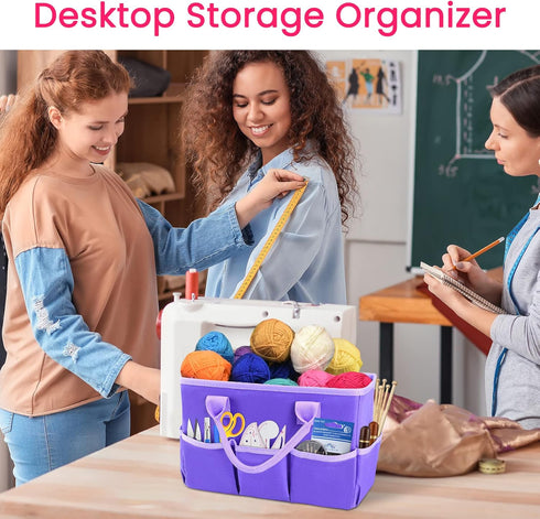 Godery Desktop Tote and Stock Organizer for Arts, Books, Stationery, and Office Desk, Makeup Storage Tote with Handles