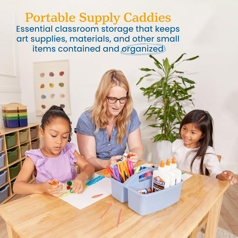 ECR4Kids 3-Compartment Storage Caddy, Supply Organizer, Earthtone, 6-Pack