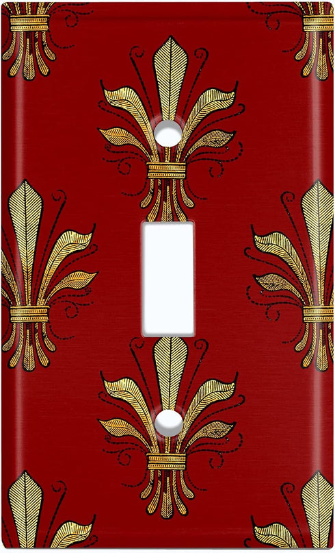 Generic Metal Light Switch Plate Cover Elegant Burgundy Wall Sconce Damask DAM076