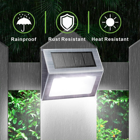 XLUX Solar Powered Lights for Deck Steps, Outdoor Waterproof LED Lamp, White Light 2 Pack
