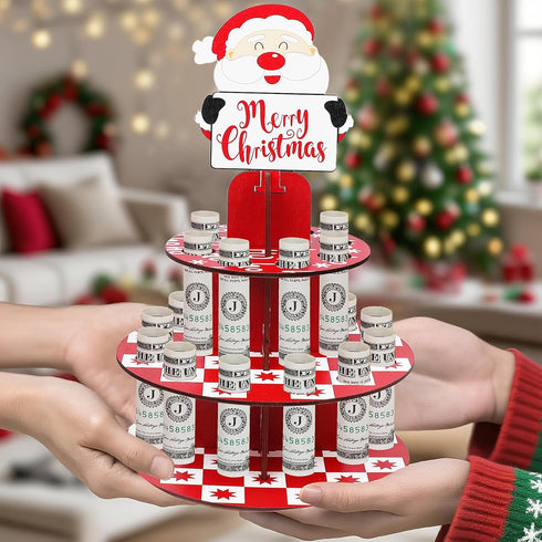 CCINEE Christmas Money Holders for Cash Gift, Creative Santa Claus Wooden Money