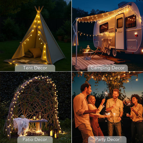 20FT 30 8 Metaku Solar String Lights for Outside, LED Crystal Globe String Lights, Solar Powered Outdoor Lights