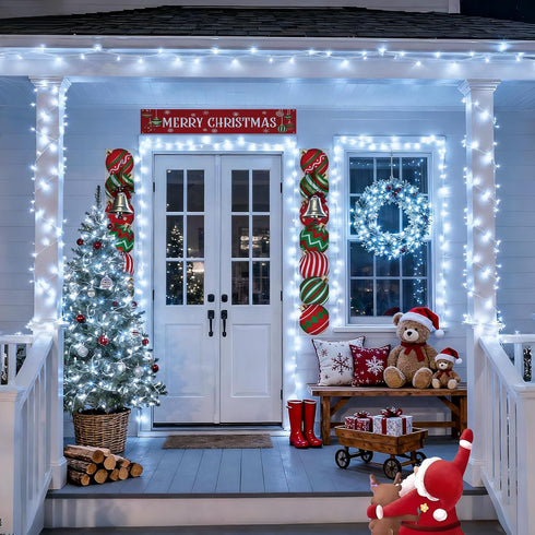 33ft 100 8 JMEXSUSS White Christmas Lights with Remote, LED Battery Operated Christmas Lights, Modes Outdoor Indoor