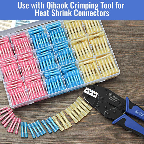 660 PCS Heat Shrink Butt Connectors Qibaok Crimp Electrical Wire Connector Waterproof Insulated for Automotive
