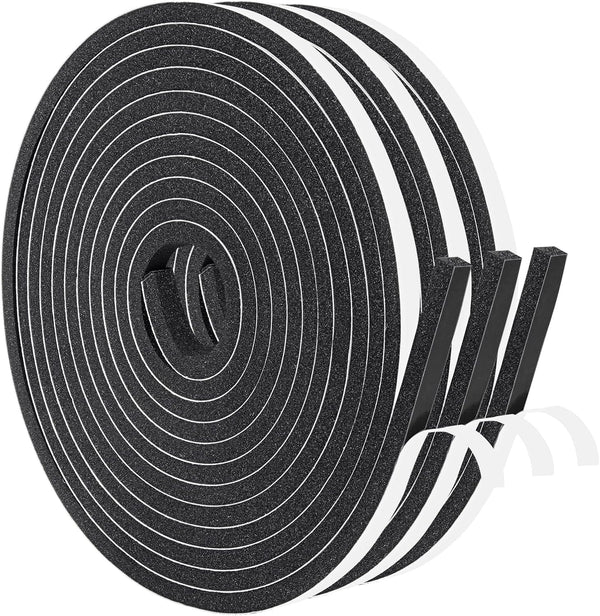 Yotache Foam Tape, 3 Strips 1/4" x 1/4", Weather Stripping for Doors and Windows, 30 Feet Long