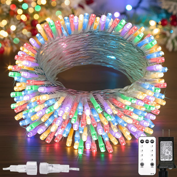 suddus Connectable Christmas Lights with Remote, Multicolor String Lights with Timer, 66ft