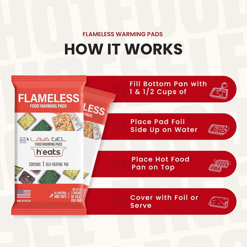 (6 Pack) Flameless Food Warmers Disposable Pads to Keep Food Warm Half Size Pan Warmers for Catering, Buffet, Parties