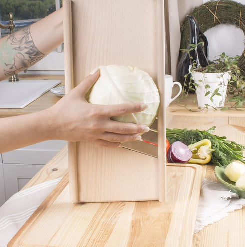 Wooden Cabbage Shredder for Coleslaw (17.7x7 in) - Cabbage Grater for Sauerkraut and Slaw Slicer