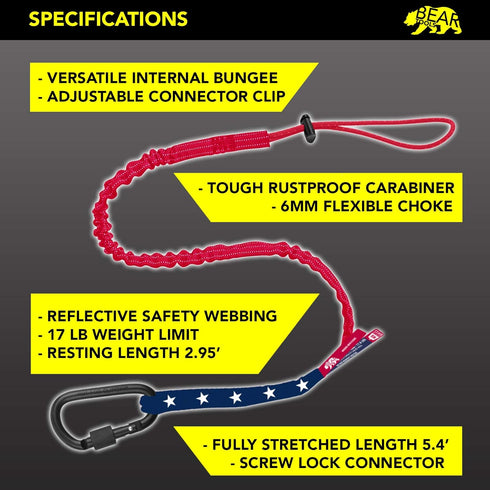 USA Flag Safety Tool Lanyard Tough Scaffold Tether with Heavy-Duty 8kg Max Load for Construction Sites