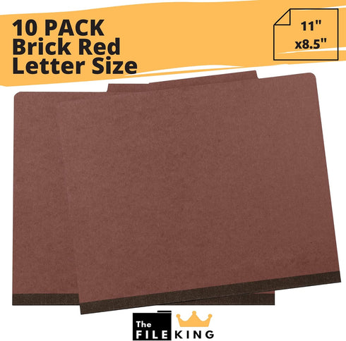 The File King Brick Red Pressboard Classification File Folder, Letter Size, Box of 10, 2” Expansion, USA Made