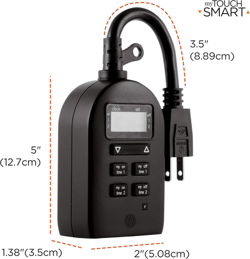 myTouchSmart Indoor/Outdoor Plug-In Digital Timer, One Grounded Outlet, Weather Resistant, 36027