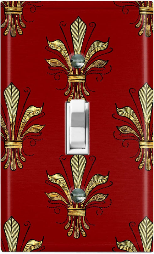 Generic DAM076 Metal Light Switch Plate Cover Elegant Burgundy Wall Sconce Damask