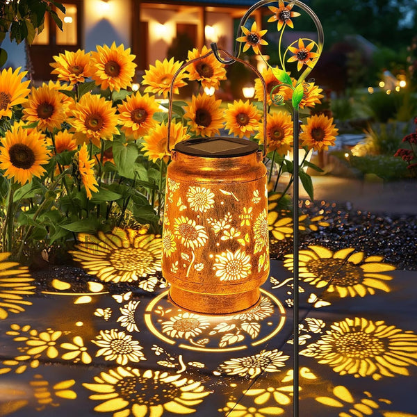 Sunflower Solar Lanterns Outdoor with Shepherd Hook, Birthday Gift Mothers Day Gift