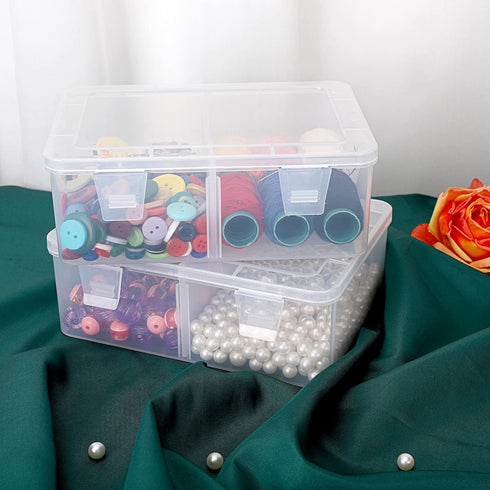 BTSKY 4 Pack Photo Storage Boxes for 4"x6" Pictures, Greeting Card Organizer with Removable Divider for Craft Storage